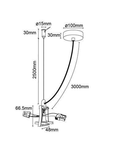 Conexión intermedia con cable de Alimentación y Florón HANOK Blanco