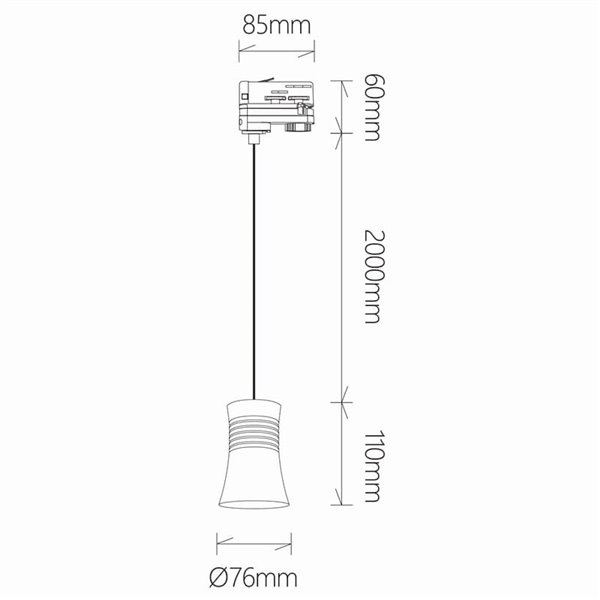 Suspension sur rail GU10 blanc/noir PAGODA (non incluse)