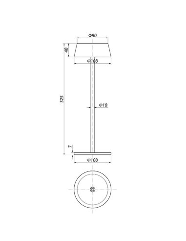 Lámpara Sobremesa LED Exterior K4, 3000K 180Lm Regulable en intensidad Touch, Recargable, Sin enchufes Corten