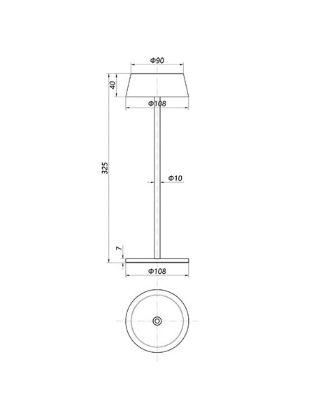 Candeeiro de mesa LED para exterior K4, 3000K 180Lm regulável por toque, recarregável, sem fichas Corten