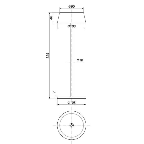 Lámpara Sobremesa LED Exterior K4, 3000K 180Lm Regulable en intensidad Touch, Recargable, Sin enchufes Corten