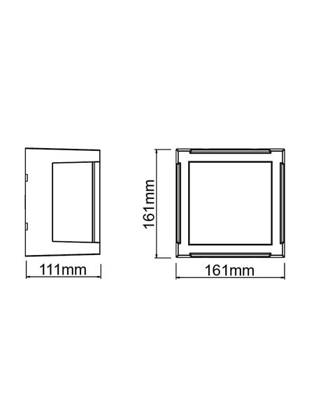 Aplique LED exterior cuadrado CREEK - 15W - CCT 2700K-3300K-4000K negro/blanco/corten