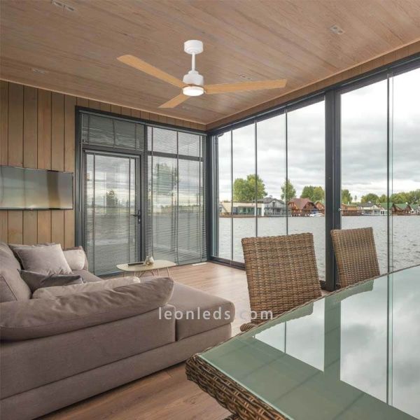 Ventilateur Anne avec finition blanche et pales en bois silencieuses