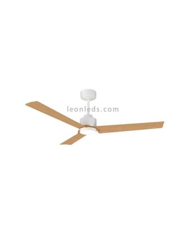 Ventilador con aspas Anne con acabado en blanco con aspas de madera silencioso con luz