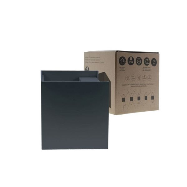 Applique d'extérieur LED carrée anthracite OPEN, avec éclairage direct et indirect et pales rabattables, 2x5W 4000K