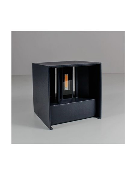 Aplique exterior LED cuadrado OPEN antracita, con luz arriba y abajo y aspas abatibles, 2x5W 4000K