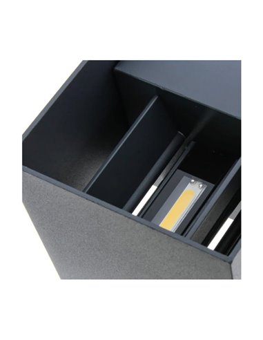 Aplique exterior LED cuadrado OPEN antracita, con luz arriba y abajo y aspas abatibles, 2x5W 4000K