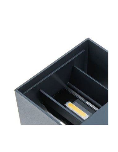 Applique d'extérieur LED carrée anthracite OPEN, avec éclairage direct et indirect et pales rabattables, 2x5W 4000K