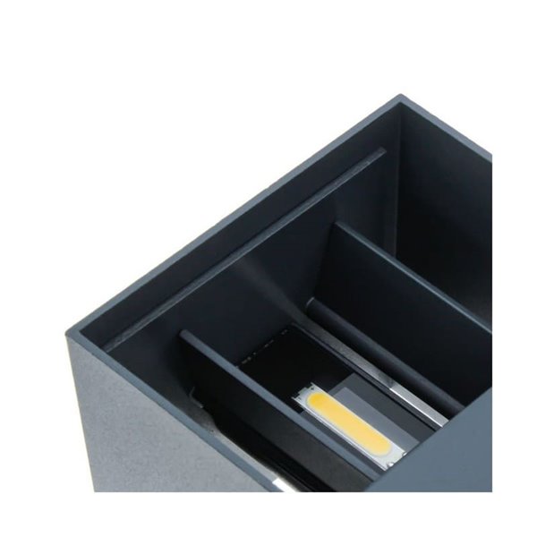 Aplique exterior LED cuadrado OPEN antracita, con luz arriba y abajo y aspas abatibles, 2x5W 4000K