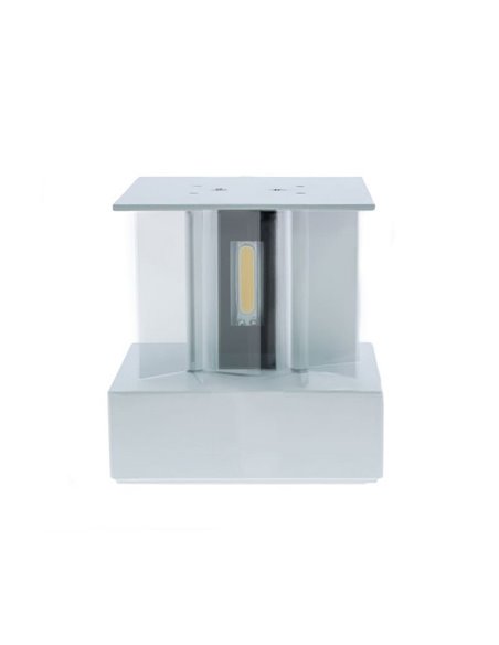 Aplique exterior LED cuadrado OPEN blanco, con luz arriba y abajo 2x5W 4000K