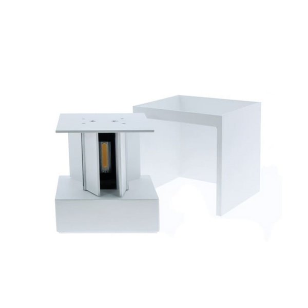 Aplique exterior LED cuadrado OPEN blanco, con luz arriba y abajo 2x5W 4000K