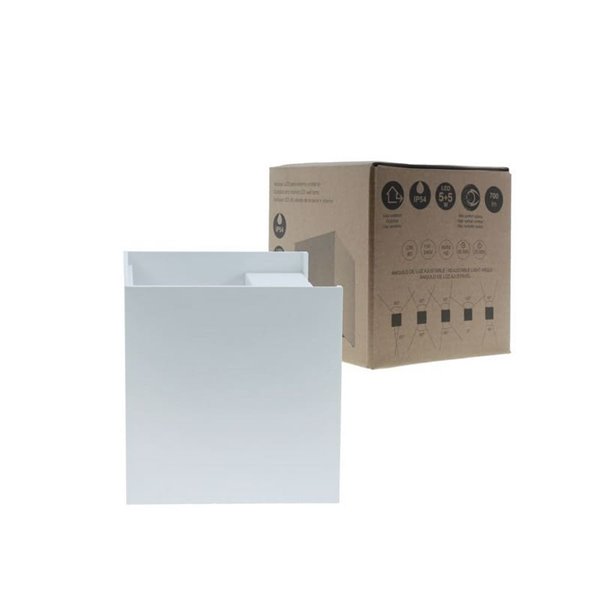 Applique d'extérieur carrée à LED OPEN blanche, avec éclairage direct vers le haut et vers le bas 2x5W 4000K
