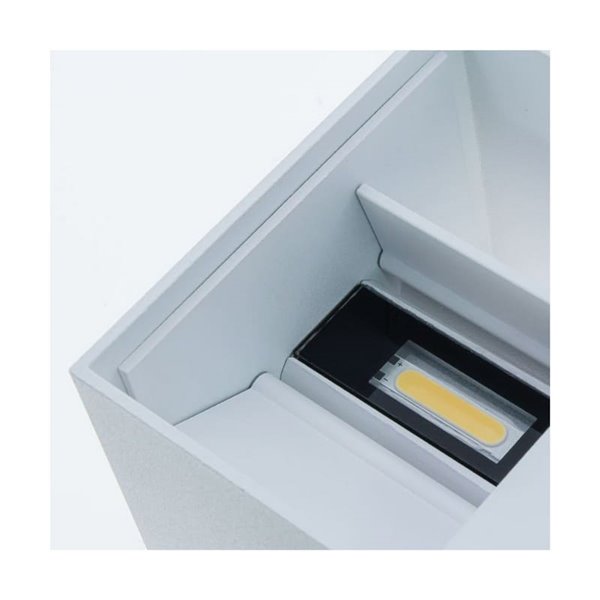 Luminária de parede LED quadrada OPEN para exterior, em branco, com luz ascendente e descendente 2x5W 4000K