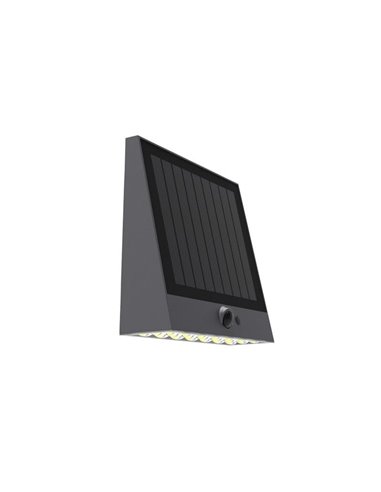 Aplique de pared solar LED negro RAKSSA, con panel solar, interruptor y 4 intensidades, 5.2W 1000Lm 4000K IP54