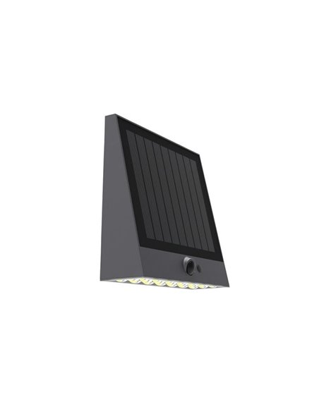 Aplique de pared solar LED negro RAKSSA, con panel solar, interruptor y 4 intensidades, 5.2W 1000Lm 4000K IP54