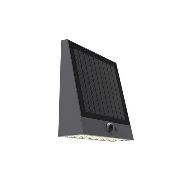 Aplique de pared solar LED negro RAKSSA, con panel solar, interruptor y 4 intensidades, 5.2W 1000Lm 4000K IP54