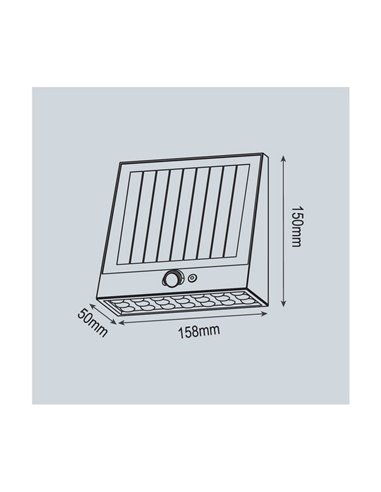 Aplique de pared solar LED negro RAKSSA, con panel solar, interruptor y 4 intensidades, 5.2W 1000Lm 4000K IP54