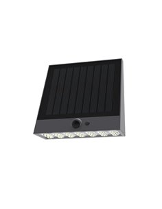 Aplique de pared solar LED negro RAKSSA, con panel solar, interruptor y 4 intensidades, 5.2W 1000Lm 4000K IP54