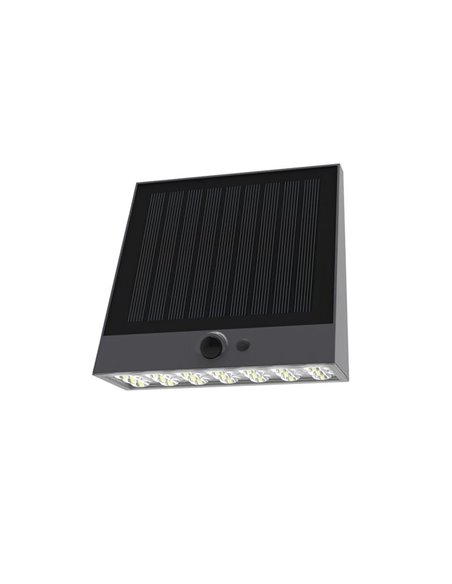 Aplique de pared solar LED negro RAKSSA, con panel solar, interruptor y 4 intensidades, 5.2W 1000Lm 4000K IP54