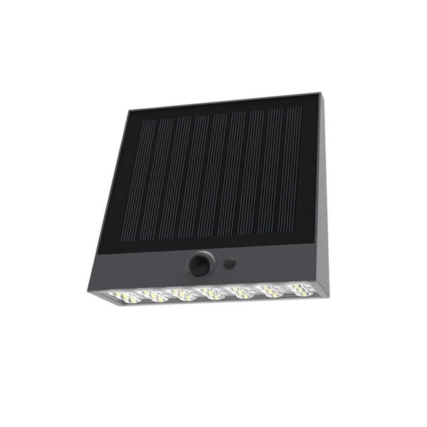 Aplique de pared solar LED negro RAKSSA, con panel solar, interruptor y 4 intensidades, 5.2W 1000Lm 4000K IP54
