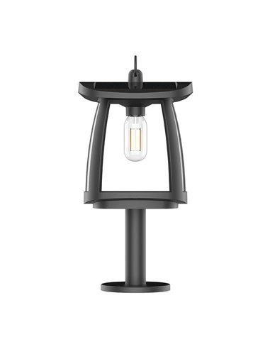Lampadaire solaire LED ZEFFA pour extérieur, noir avec 4 intensités lumineuses, 4W 350Lm 4000K