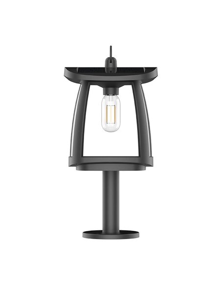 Lampadaire solaire LED ZEFFA pour extérieur, noir avec 4 intensités lumineuses, 4W 350Lm 4000K