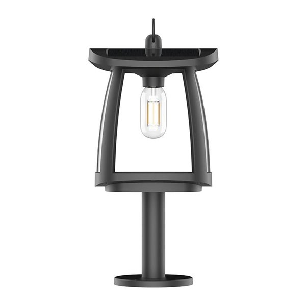 Lampadaire solaire LED ZEFFA pour extérieur, noir avec 4 intensités lumineuses, 4W 350Lm 4000K