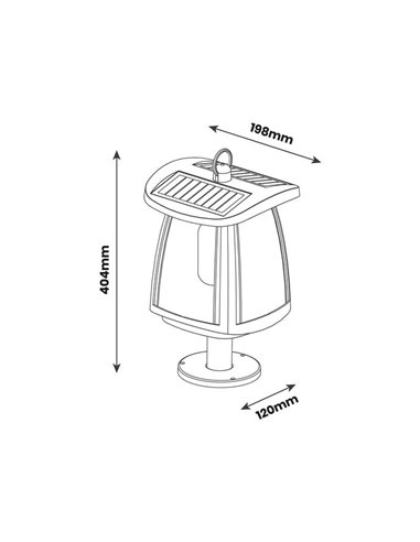 Lampadaire solaire LED ZEFFA pour extérieur, noir avec 4 intensités lumineuses, 4W 350Lm 4000K