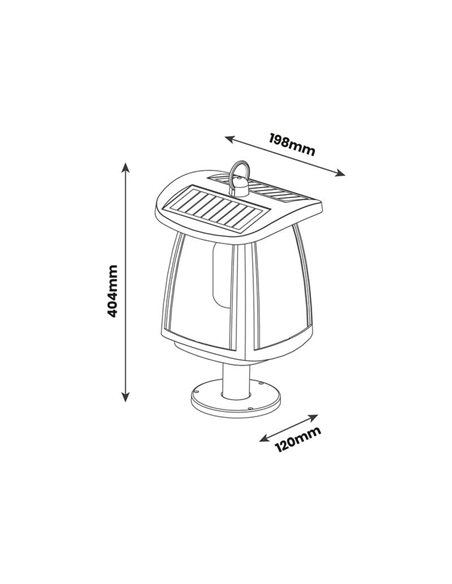 Lampadaire solaire LED ZEFFA pour extérieur, noir avec 4 intensités lumineuses, 4W 350Lm 4000K