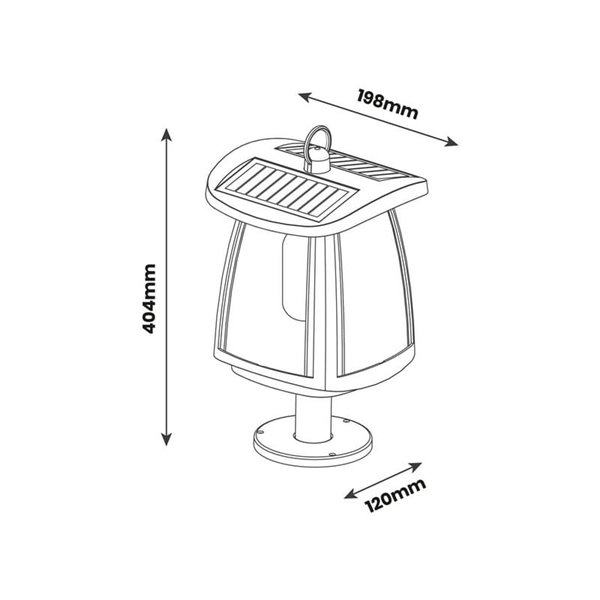 Luminária solar LED ZEFFA para uso externo, preta com 4 intensidades de luz, 4W 350Lm 4000K