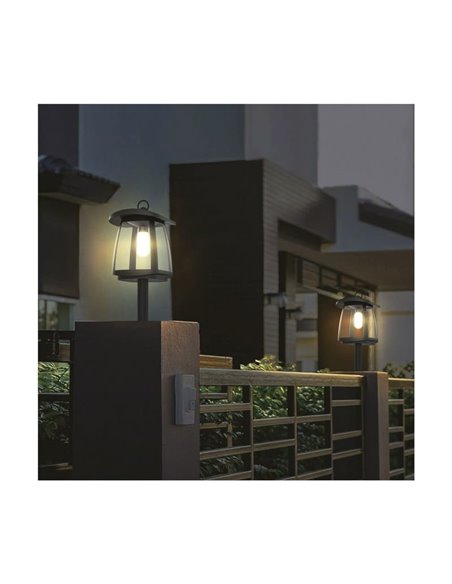 Sobremuro solar LED ZEFFA para exterior, negro con 4 intensidades de luz, 4W 350Lm 4000K 