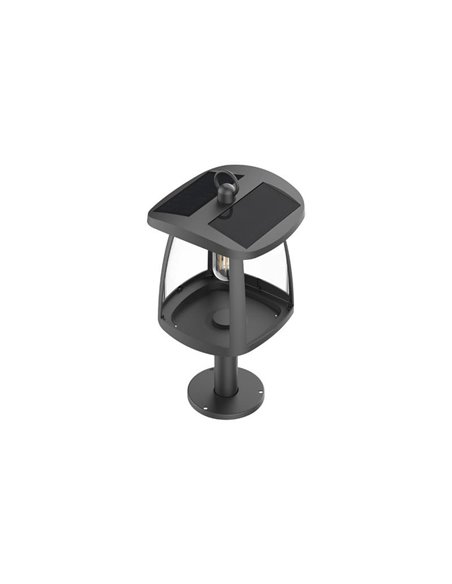 Lampadaire solaire LED ZEFFA pour extérieur, noir avec 4 intensités lumineuses, 4W 350Lm 4000K
