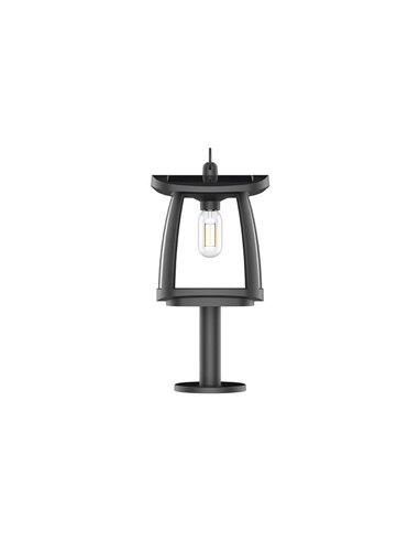 Lampadaire solaire LED ZEFFA pour extérieur, noir avec 4 intensités lumineuses, 4W 350Lm 4000K