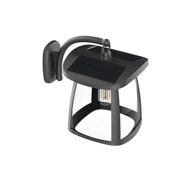 Aplique de pared solar LED ZEFFA, tipo farolillo negro para exterior, 4W 350Lm 4000K IP54