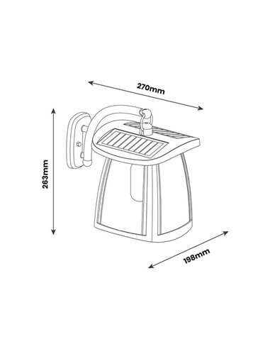 Luminária de parede solar LED ZEFFA, tipo lanterna preta para áreas externas, 4W 350Lm 4000K IP54