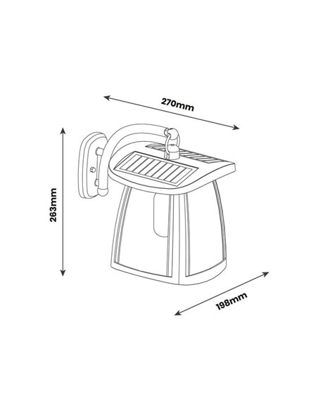 Applique solaire LED ZEFFA, lanterne noire pour extérieur, 4 W, 350 lm, 4 000 K, IP54