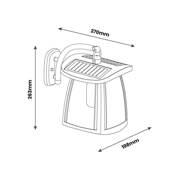 Applique solaire LED ZEFFA, lanterne noire pour extérieur, 4 W, 350 lm, 4 000 K, IP54