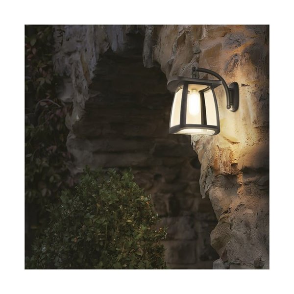 Aplique de pared solar LED ZEFFA, tipo farolillo negro para exterior, 4W 350Lm 4000K IP54