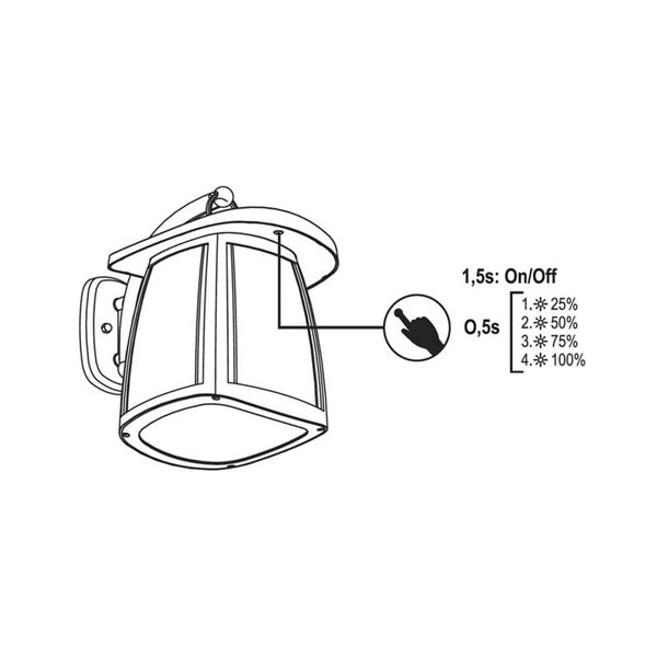 Luminária de parede solar LED ZEFFA, tipo lanterna preta para áreas externas, 4W 350Lm 4000K IP54