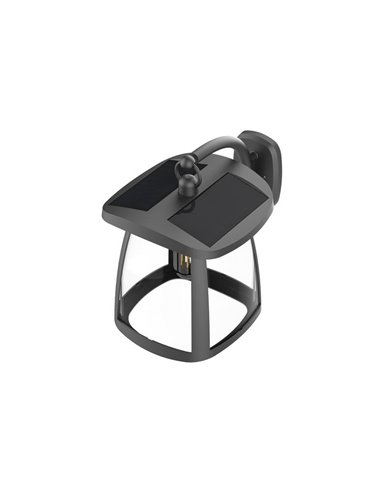 Aplique de pared solar LED ZEFFA, tipo farolillo negro para exterior, 4W 350Lm 4000K IP54