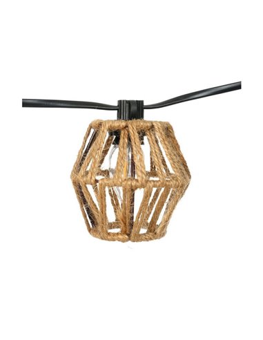 Guirnalda de exterior LED solar ETNA, de cuerda con batería recargable USB o luz solar, 10 bombillas, 5W 330Lm, 2700K