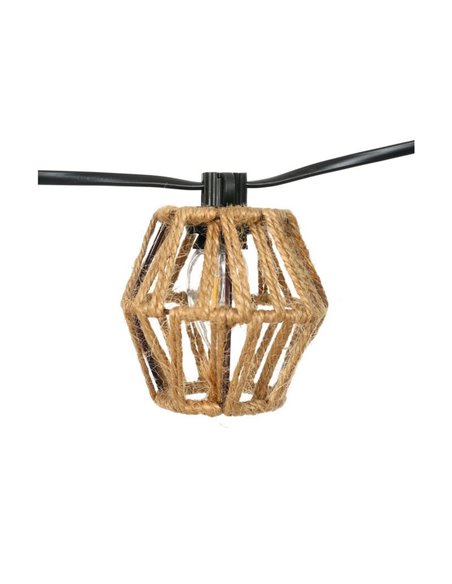 Guirnalda de exterior LED solar ETNA, de cuerda con batería recargable USB o luz solar, 10 bombillas, 5W 330Lm, 2700K