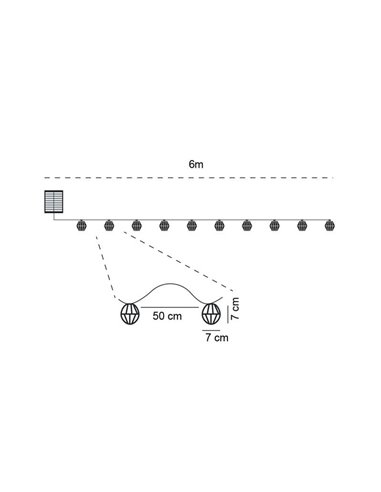 Guirlande lumineuse solaire d'extérieur à LED ETNA, rechargeable par USB ou à énergie solaire, 10 ampoules, 5 W, 330 lm, 2 700 K