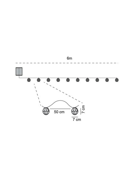 Guirlande lumineuse solaire d'extérieur à LED ETNA, rechargeable par USB ou à énergie solaire, 10 ampoules, 5 W, 330 lm, 2 700 K
