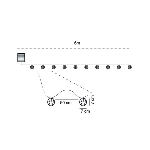 Guirlande lumineuse solaire d'extérieur à LED ETNA, rechargeable par USB ou à énergie solaire, 10 ampoules, 5 W, 330 lm, 2 700 K