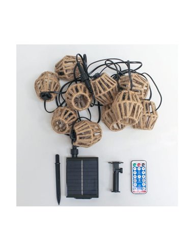 Guirnalda de exterior LED solar ETNA, de cuerda con batería recargable USB o luz solar, 10 bombillas, 5W 330Lm, 2700K