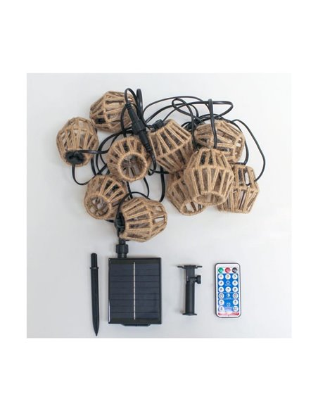 Guirnalda de exterior LED solar ETNA, de cuerda con batería recargable USB o luz solar, 10 bombillas, 5W 330Lm, 2700K
