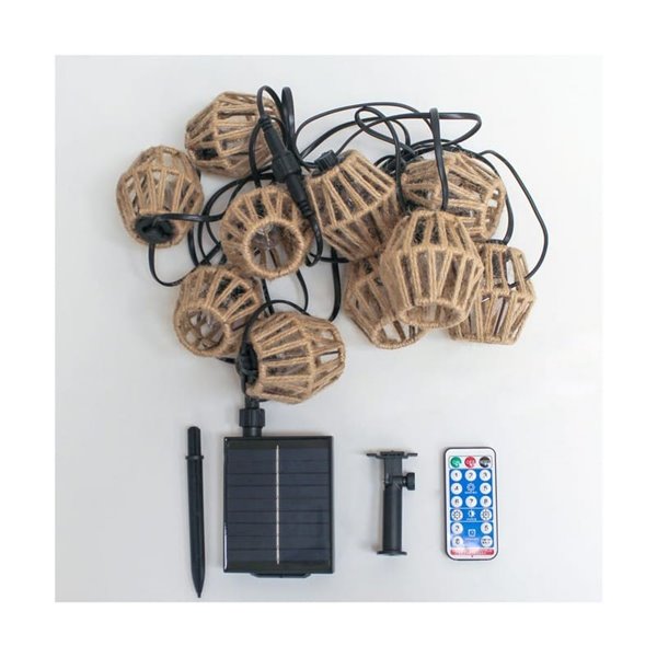 Guirlande lumineuse solaire d'extérieur à LED ETNA, rechargeable par USB ou à énergie solaire, 10 ampoules, 5 W, 330 lm, 2 700 K