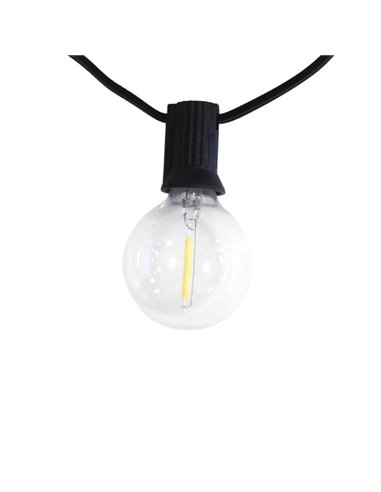 Guirnalda de exterior LED solar, con 10 bombillas incluidas y batería recargable, IP44 4W 600Lm 3000K
