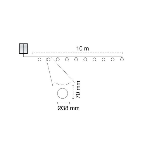 Guirnalda de exterior LED solar, con 10 bombillas incluidas y batería recargable, IP44 4W 600Lm 3000K
